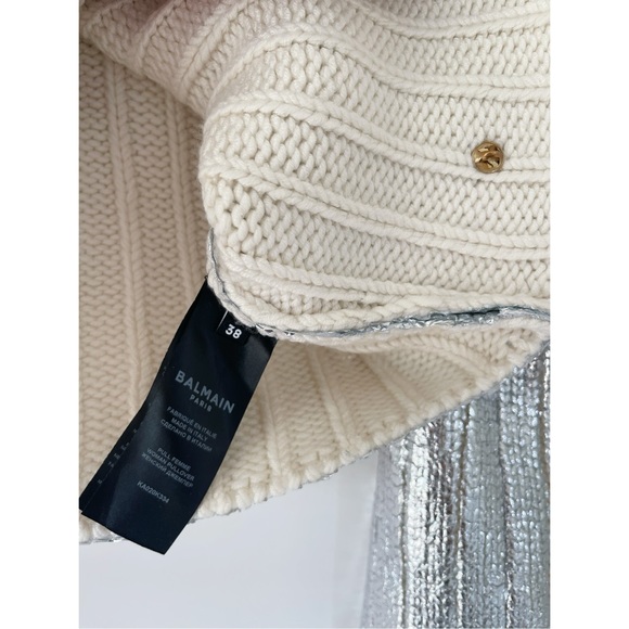 💥BRAND NEW💥 Balmain Silver Coated Knit Sweater - Picture 8 of 11